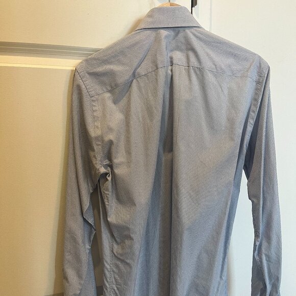 Canali Microprint Blue Dress Shirt - Picture 2 of 5